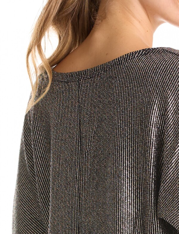 Blusa Metalizada Escote V NEGRO/DORADO