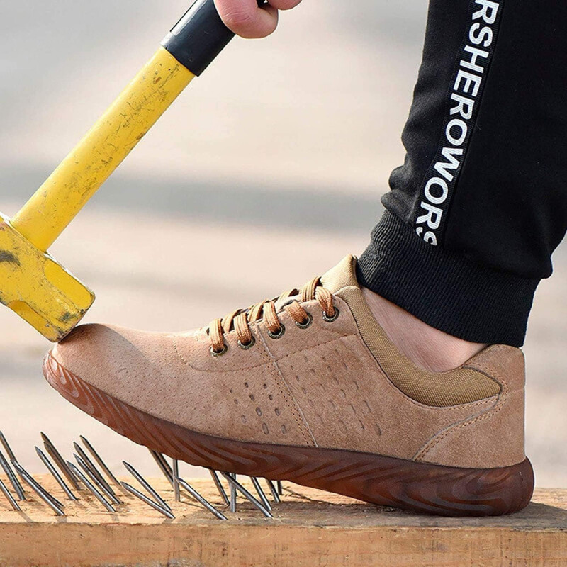 Calzado De Seguridad Casual Trabajo Punta Reforzada Cordones Beige