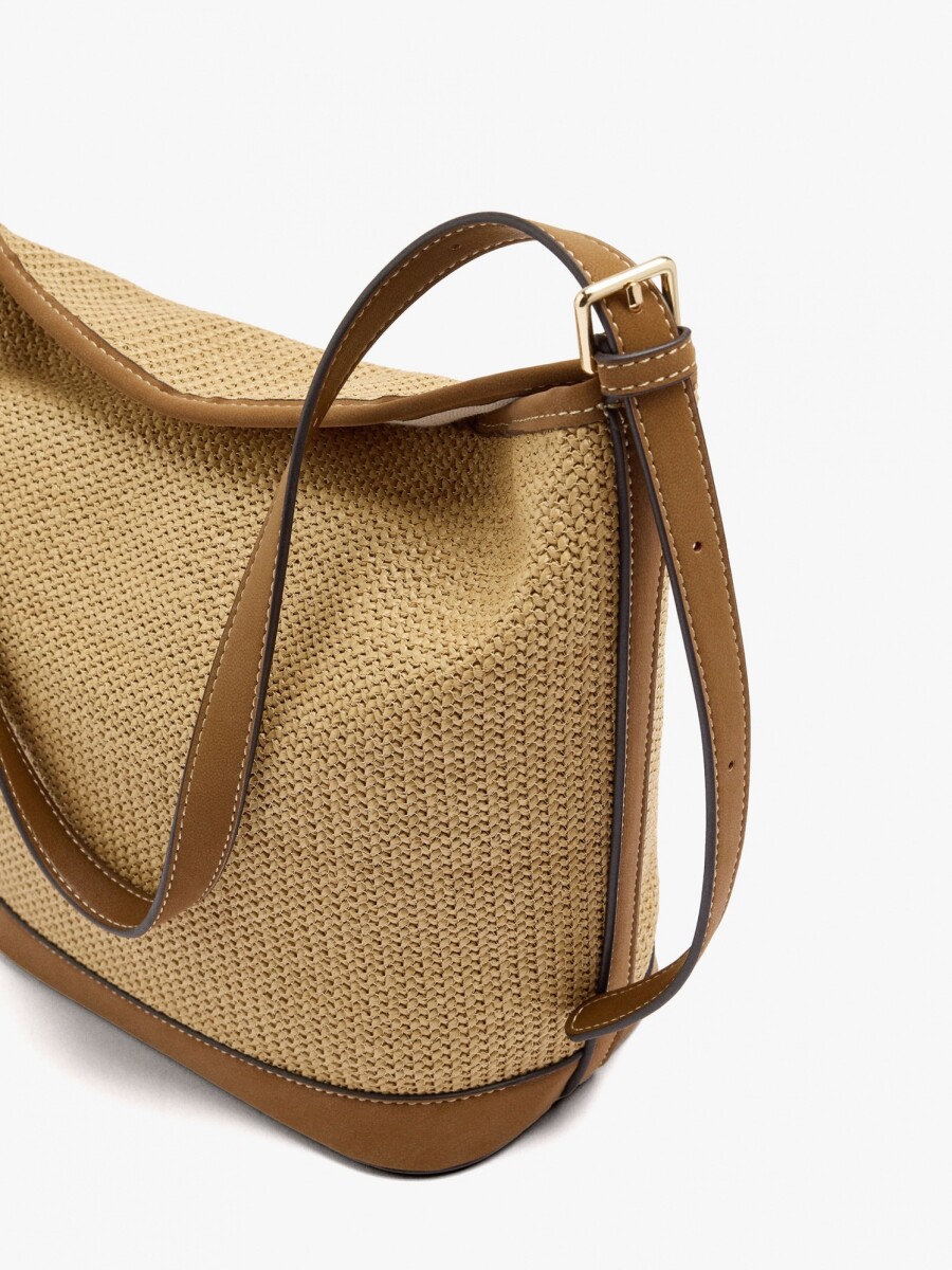 Bolso De Hombro Efecto Rafia natural