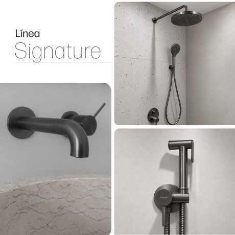 JUEGO DE GRIFERIA SIGNATURE GUNMETAL CON DUCHA HIGIENICA GRAFITO-GUNMETAL