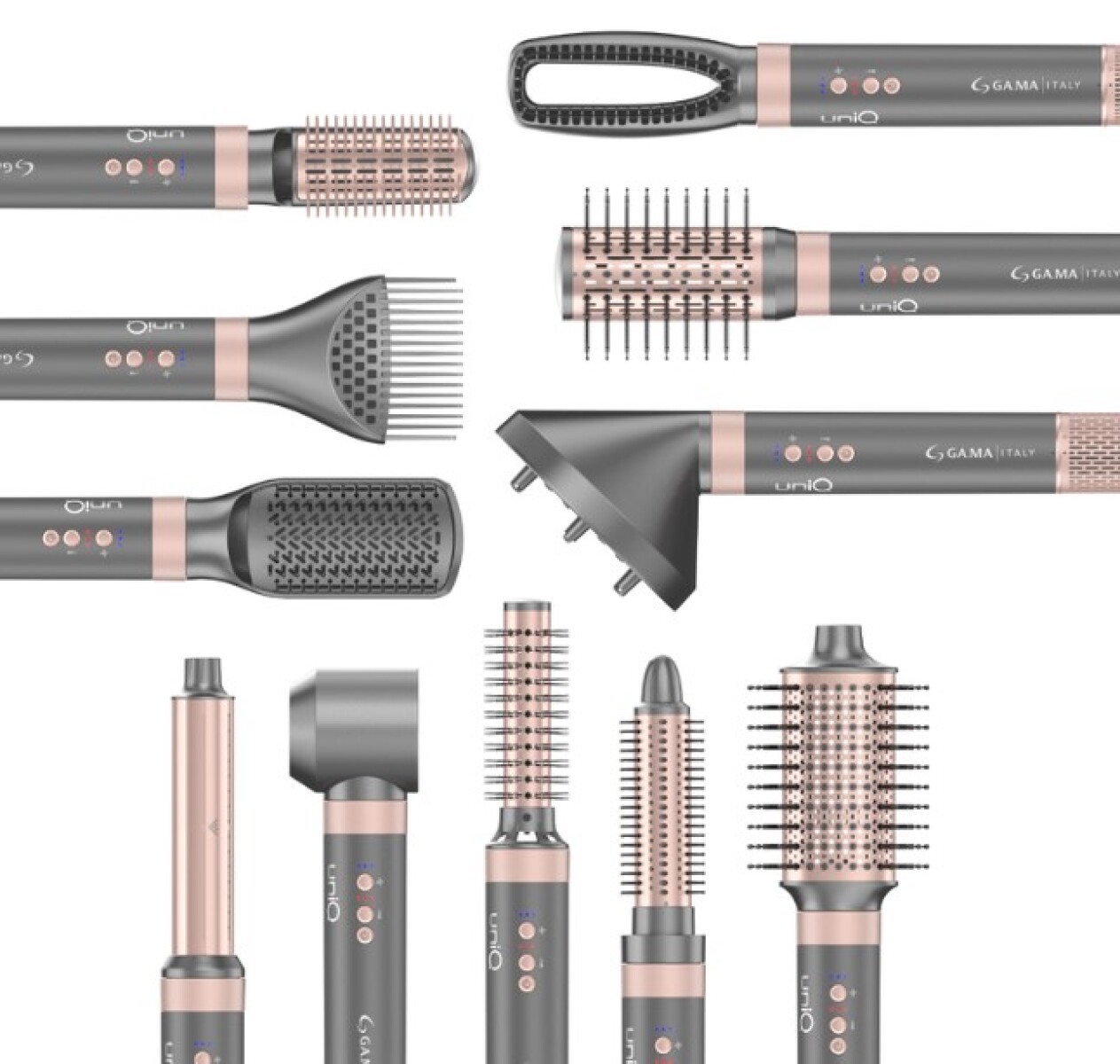 GAMA Italy Multistyler UniQ Flow 12 en 1 | Secador, Rizador, Alisador y Cepillo Modelador Profesional con Efecto Coanda 