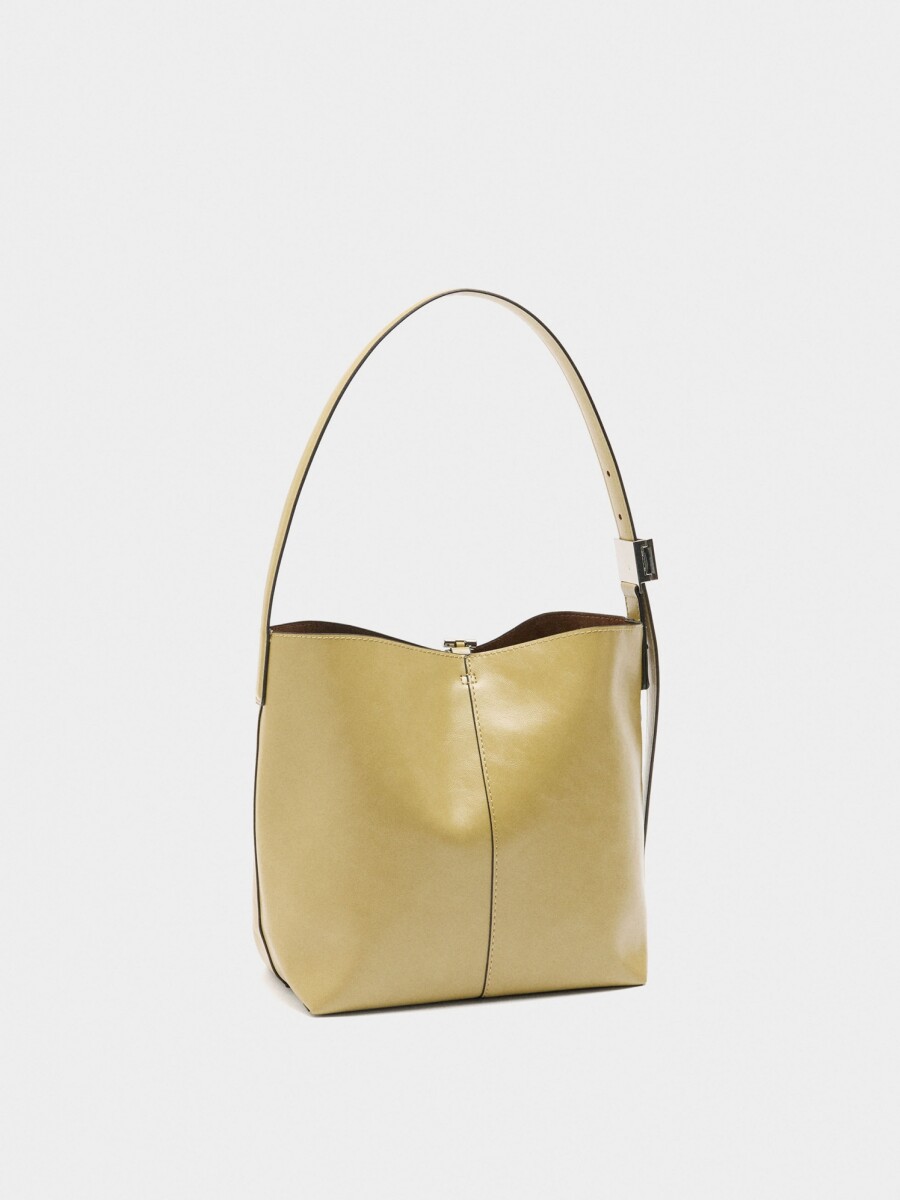 Bolso Bombonera Efecto Craquelado crudo