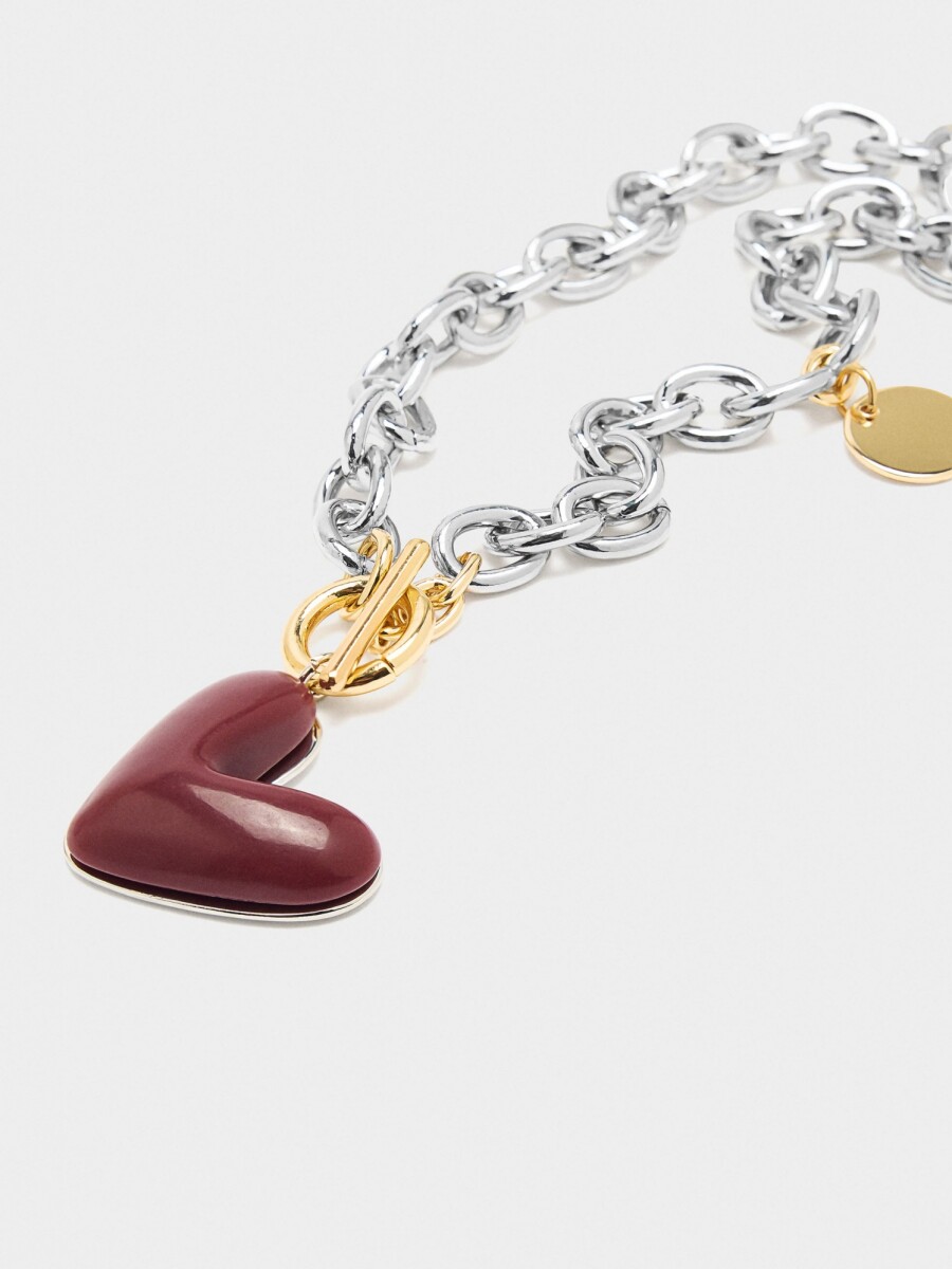 Collar De Eslabones Corazón azul