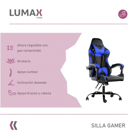 Silla Gamer Lumax Modelo ROM Negro/Azul