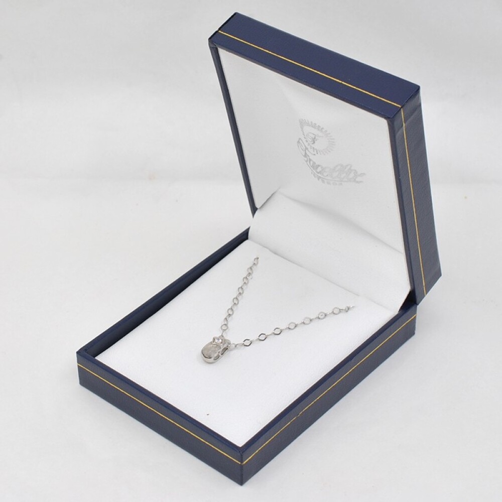 Cadena Con Dije En Oro 18K Blanco Y Brillante Cadena Con Dije En Oro 18K Blanco Y Brillante