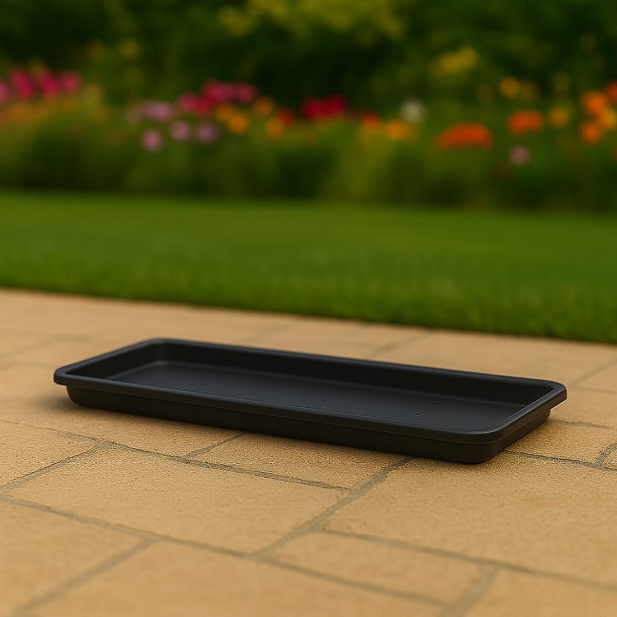 PLATO MACETA JARDINERA RECTANGULAR 35CM - NEGRO 