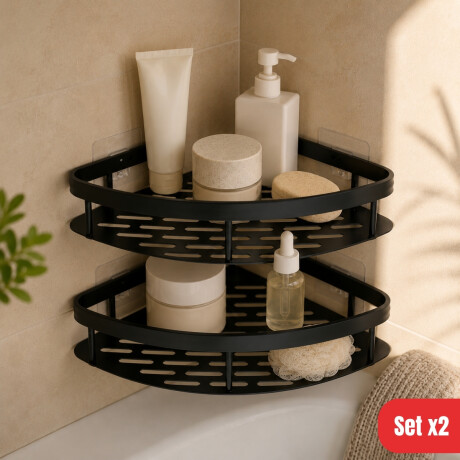 Set x2 Estante esquinero de metal NEGRO