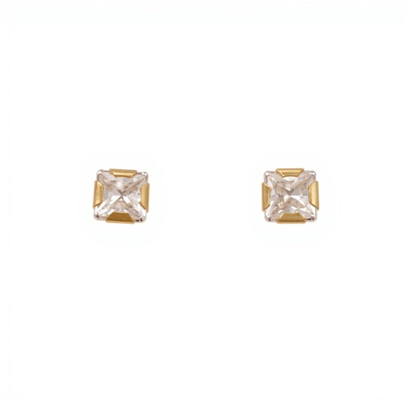 Caravanas Cuadrados de oro - Oro bajo - Zirconia - CA8108 conpiedra