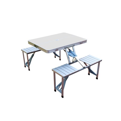 Mesa Tipo Maletín Plegable en Aluminio con 4 Bancos Arye Mesa Tipo Maletín Plegable en Aluminio con 4 Bancos Arye