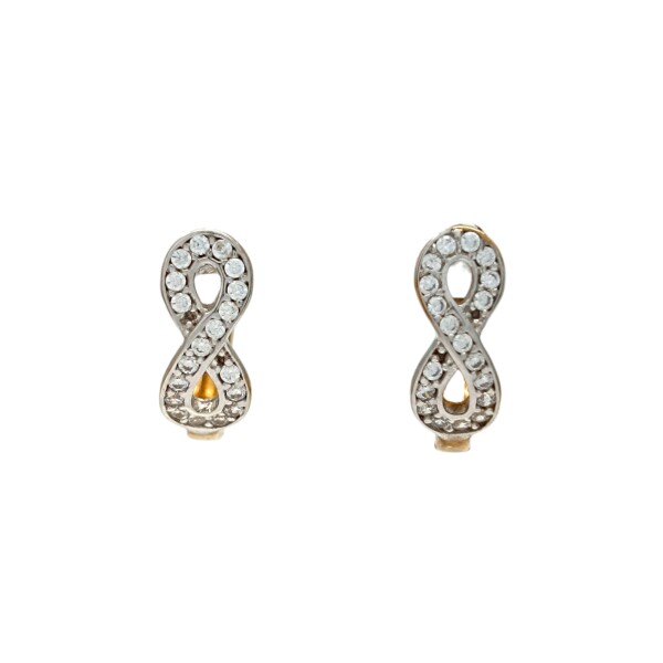 Caravanas aros infinitos oro- Oro bajo - Zirconia - CA8183 conpiedra