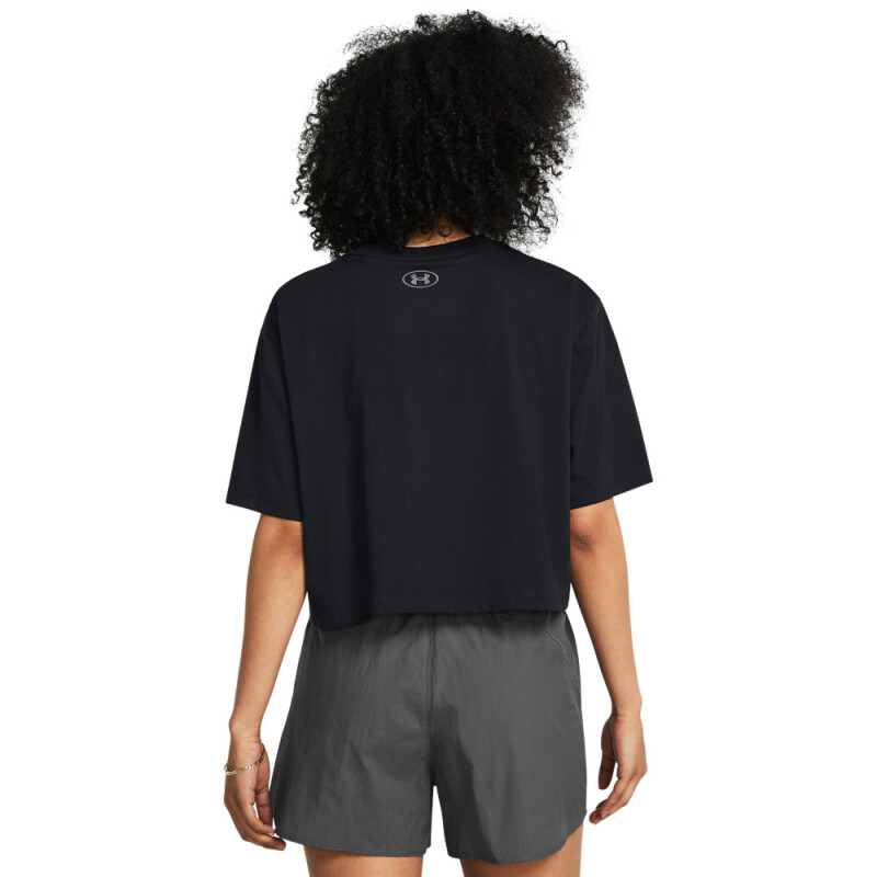 UA W BOXY CROP BRANDED SS-BLK BLK-001