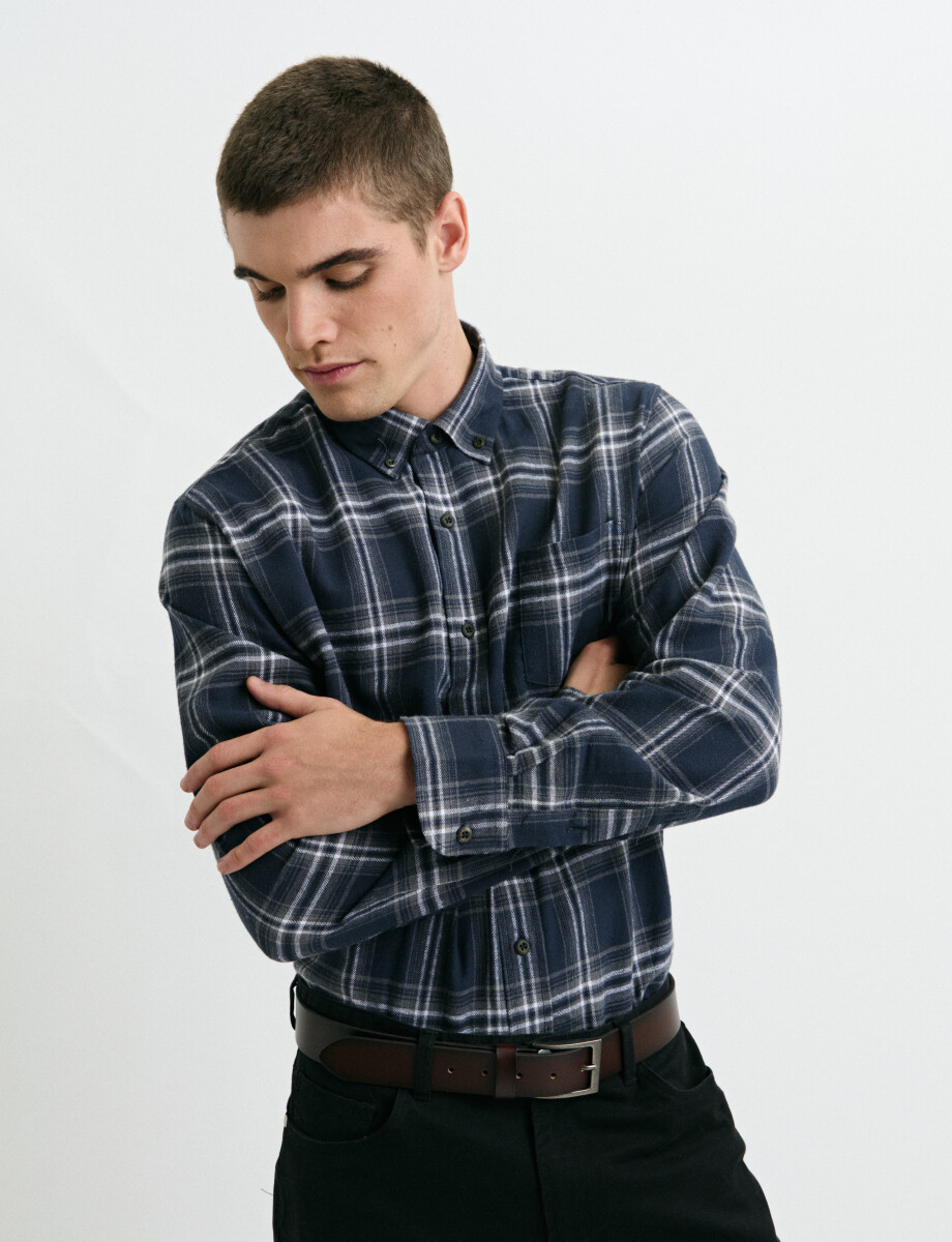 012442 CAMISA HARRINGTON LABEL Azul Oscuro