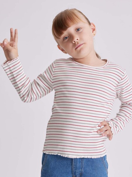 Remera manga larga rib Rayas Crudo