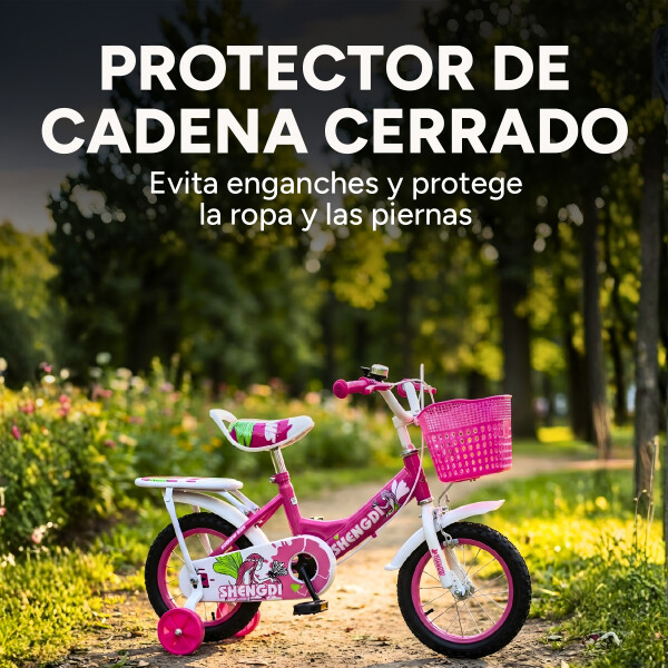 Bicicleta infantil Shengdi Rod 12 Canasto Parrilla Rueditas Color Rosa Oscuro