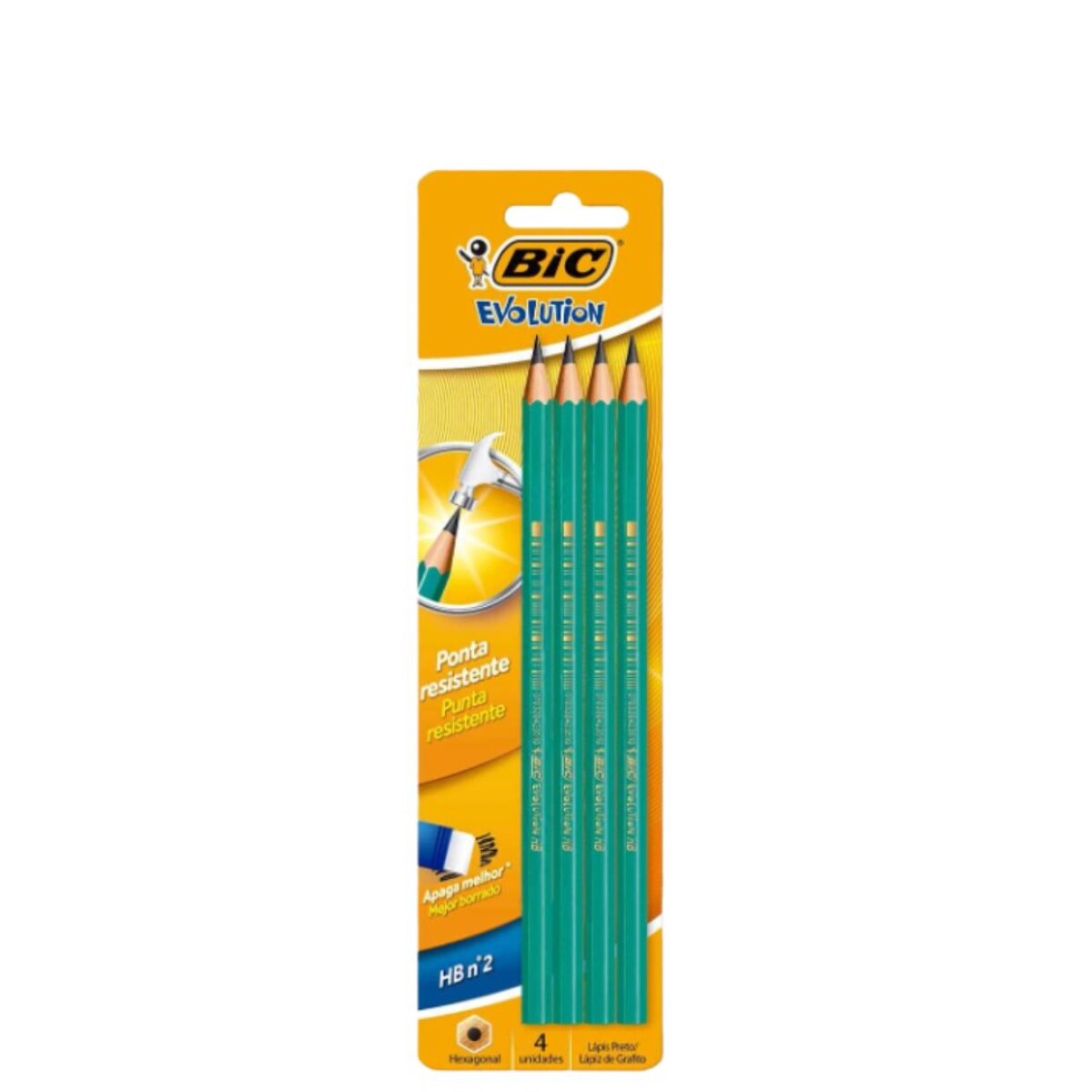 LAPIZ GRAFITO BIC EVOLUTION HB BLISTER X4U S/C