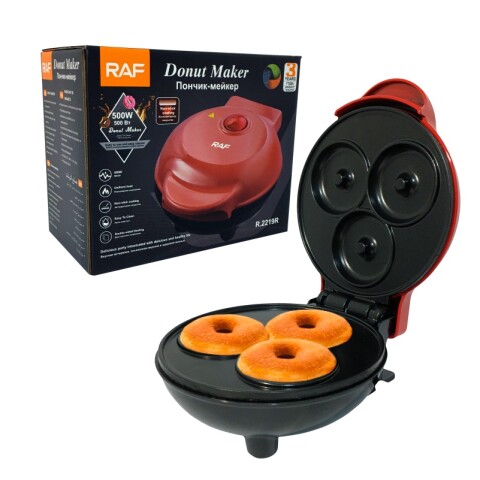 Mini Máquina de Donas 3 Unidas Antiadherente Color Rojo 12 x 18 x 14 cm - RAF - R2019R Mini Máquina de Donas 3 Unidas Antiadherente Color Rojo 12 x 18 x 14 cm - RAF - R2019R