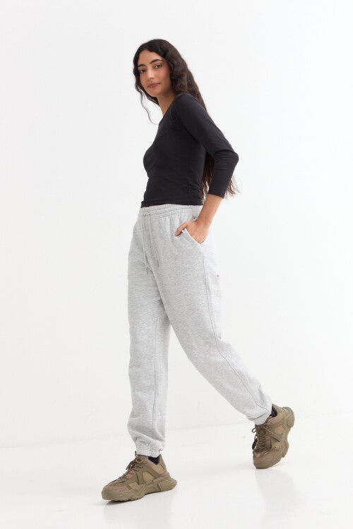 Pantalón jogger felpa GRIS MELANGE