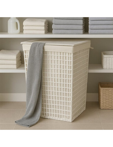 CESTO C/TAPA/FUNDA 44X35X55CM TEJ CORDON PAPEL BCO CESTO C/TAPA/FUNDA 44X35X55CM TEJ CORDON PAPEL BCO