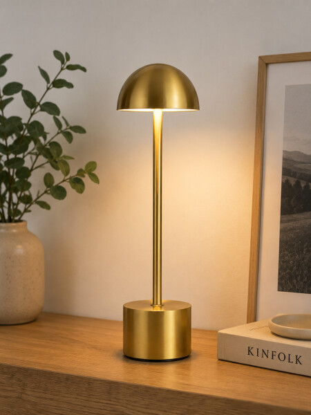 LAMPARA LED CON CARGA USB DORADO