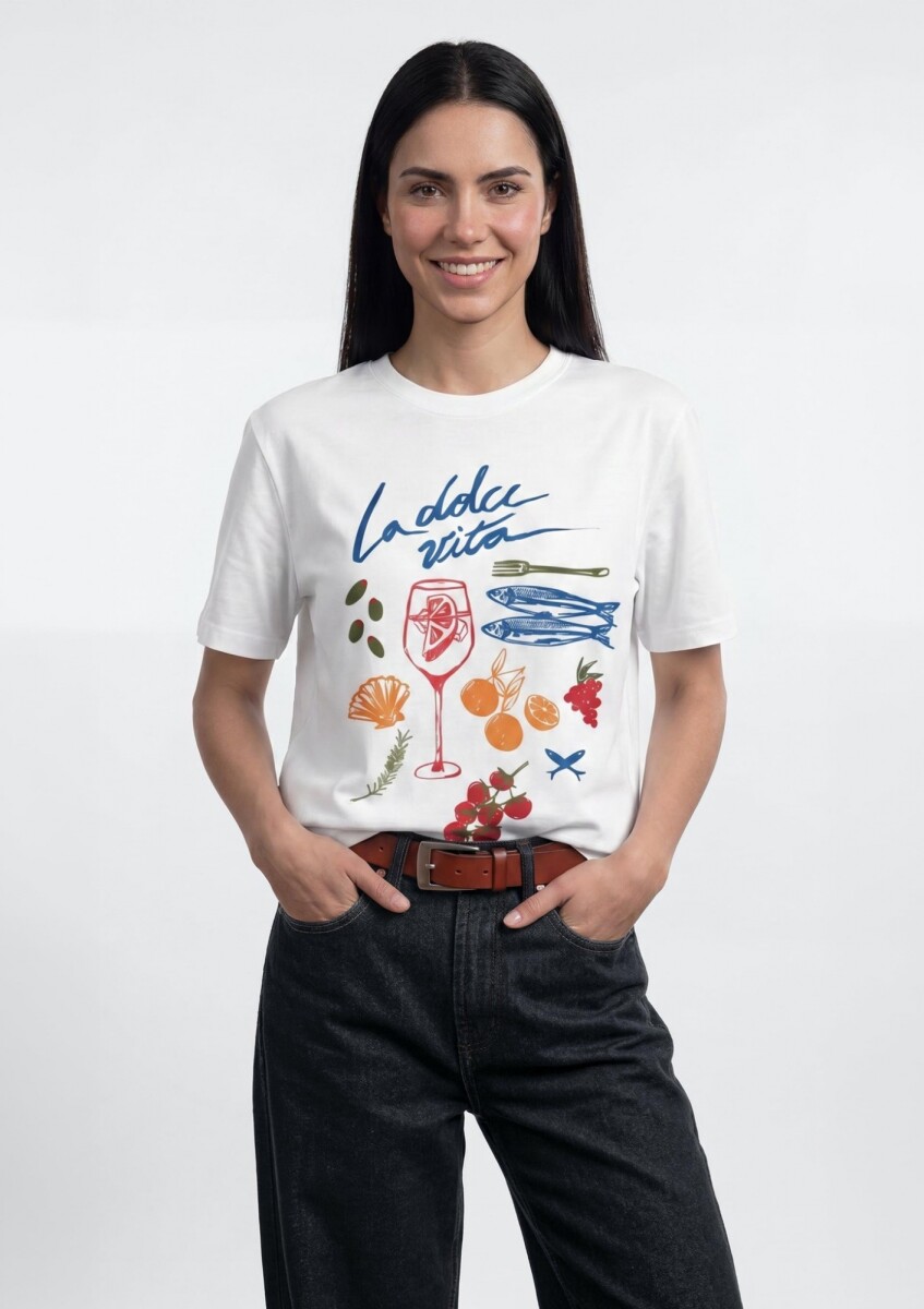 BLUSA ESTAMPADA DE MANGA CORTA - BLANCO 