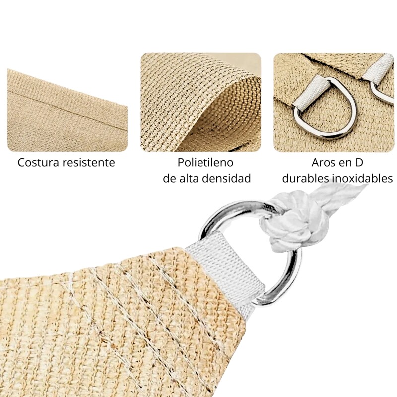 Lona vela triangular en malla sombra 3,6 mts ARENA