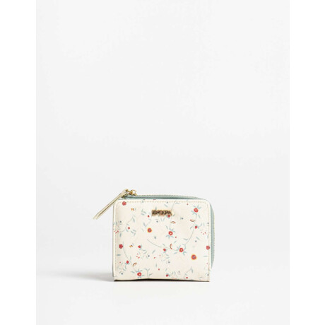 Billetera De Cuerina Con Cierre Estampado Flores