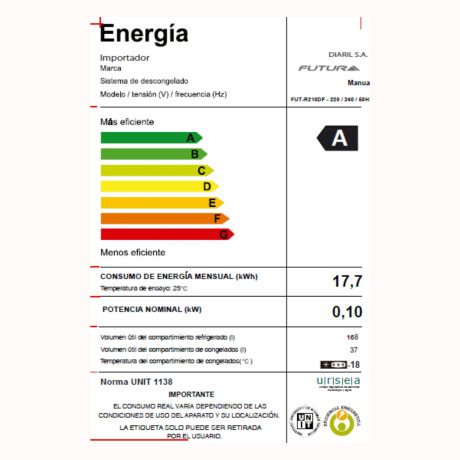 Heladera Futura Fut-R210Df 207Lts Blanco