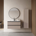 CONJUNTO MUEBLE DE BAÑO MODELO VIDA 80 CM COLOR GRIS ARENADO CON MESADA Y ESPEJO Conjunto Mueble De Baño Modelo Vida 80 Cm Color Gris Arenado Con Mesada Y Espejo