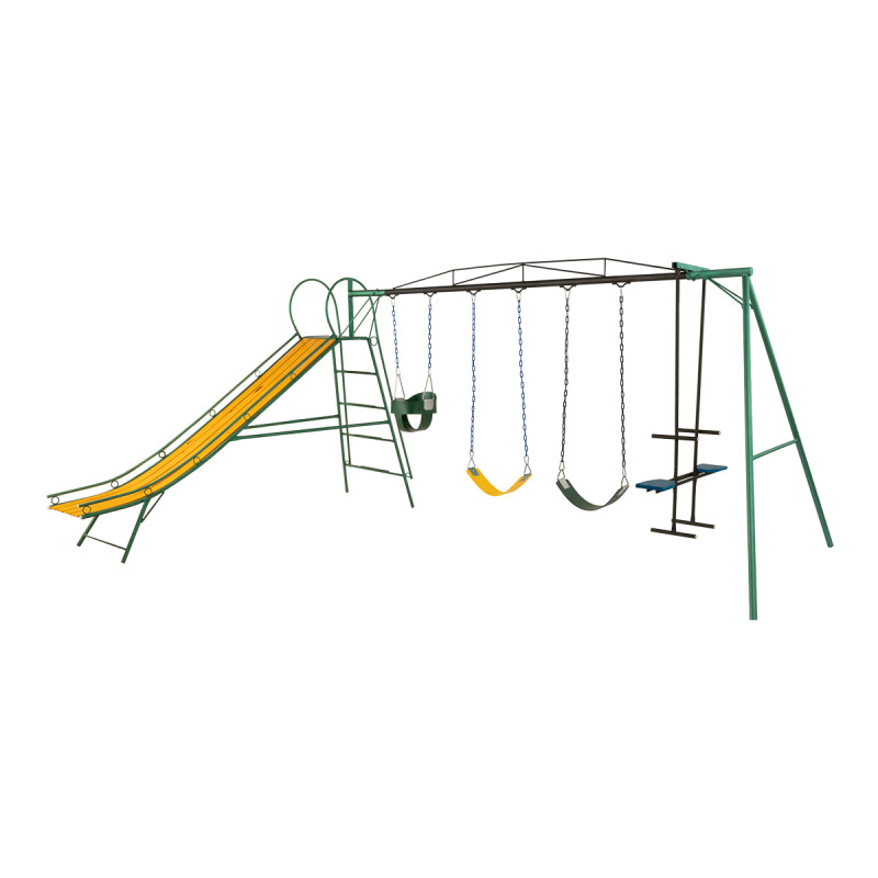 Juego Combinado Infantil con tobogán N°4. Caballito, 2 hamacas de cincha y 1 hamaca de bebé Juego Combinado Infantil con tobogán N°4. Caballito, 2 hamacas de cincha y 1 hamaca de bebé