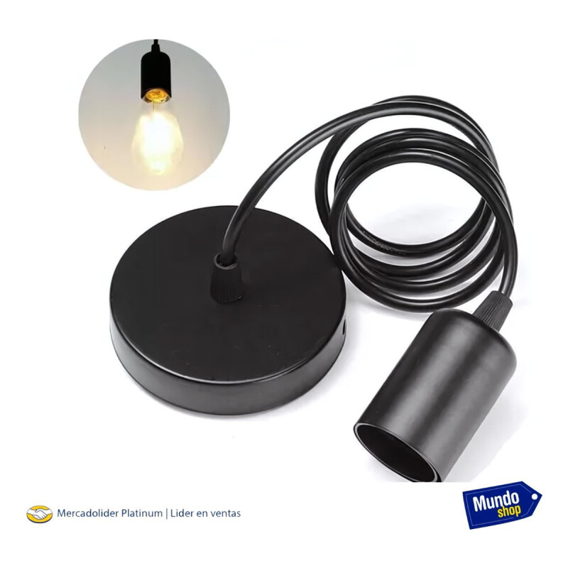 Pack X 2 Lampara Colgante Portalamparas Metal Vintage Negro