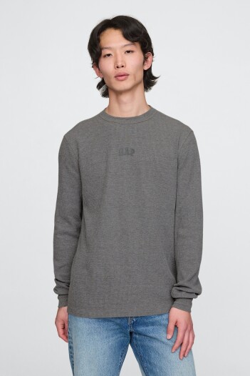 Remera Logo Gap Manga Larga Heather Grey