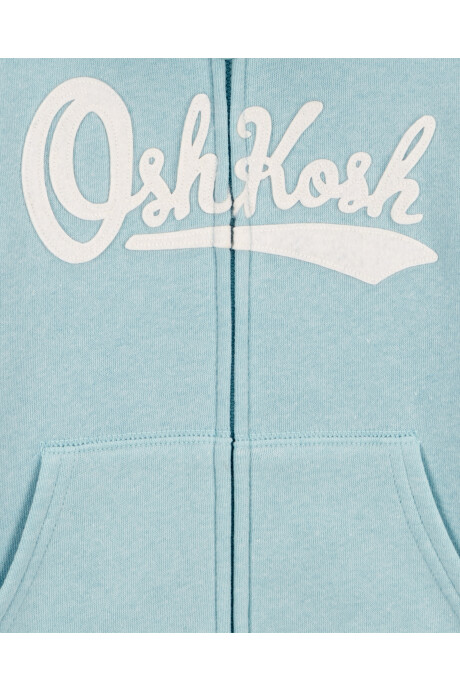 Campera de algodón, con capucha y logo, celeste Sin color