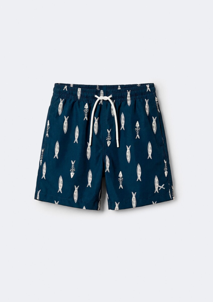 BERMUDA INFANTIL ESTAMPADA - AZUL 