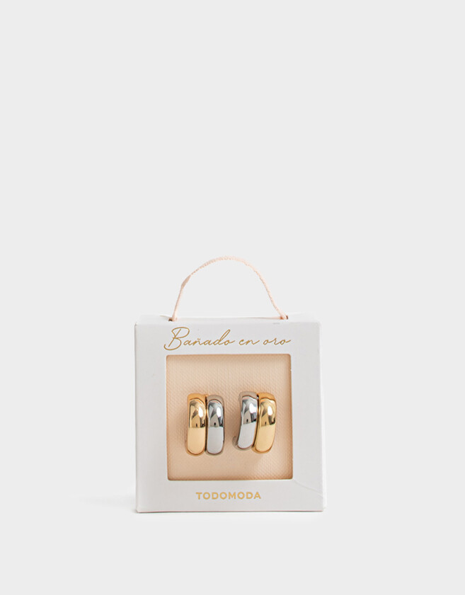 Aros Argollas Premium Silver Aros Argollas Bañados En Oro - Combinacion Bicolor