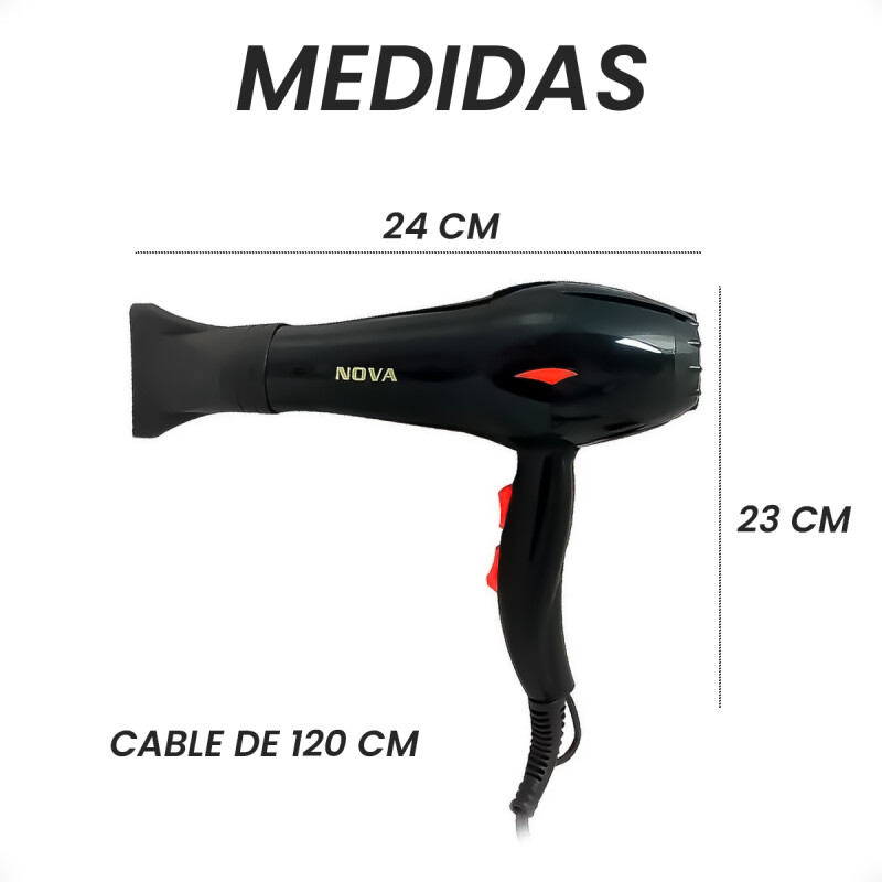 Secado de Pelo NV-7216 de 3200W dos Velocidades Nova de Color Negro Secado de Pelo NV-7216 de 3200W dos Velocidades Nova de Color Negro