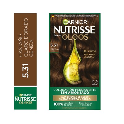Tinta Garnier Nutrisse Oleos N°5.31 Castaño Dorado Cenizo Tinta Garnier Nutrisse Oleos N°5.31 Castaño Dorado Cenizo