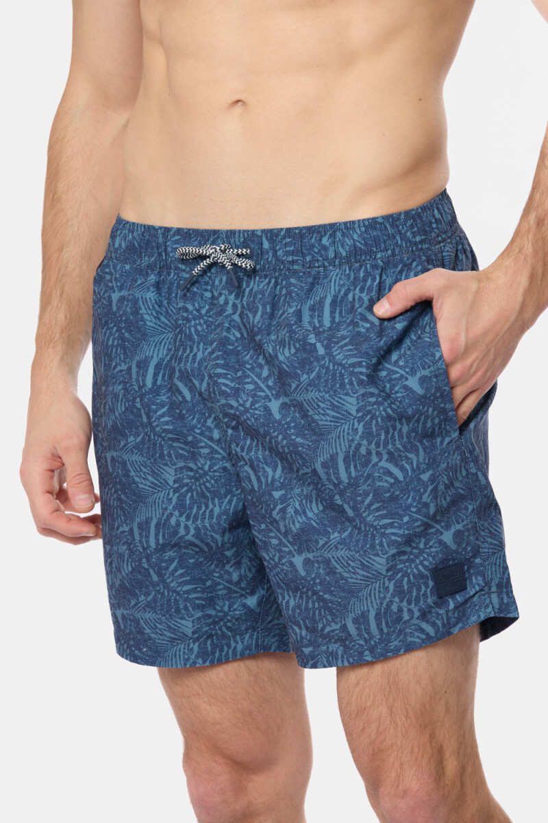 SHORT DE BAÑO ESTAMPADO - Azul 