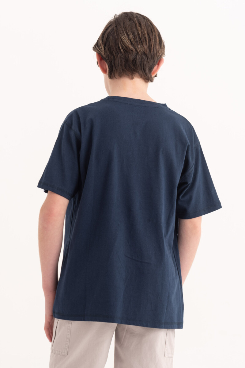 Camiseta manga corta estampada Azul