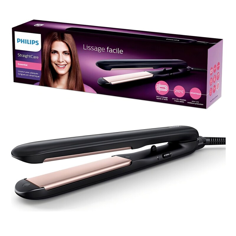 Planchita de pelo Philips Essential HP8321 negra y plateada Planchita De Pelo Philips Essential Hp8321 Negra Y Plateada
