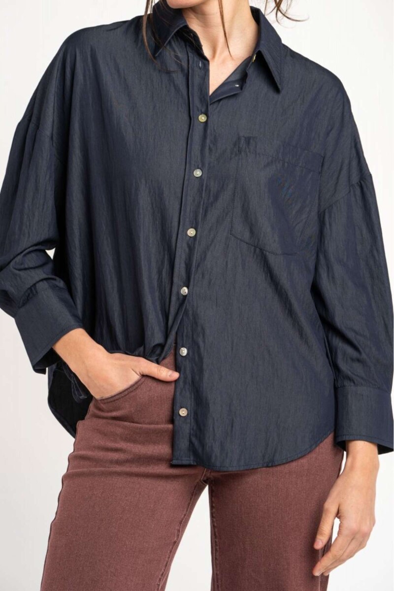 Camisa Con Bolsillo Delantero - Celeste 