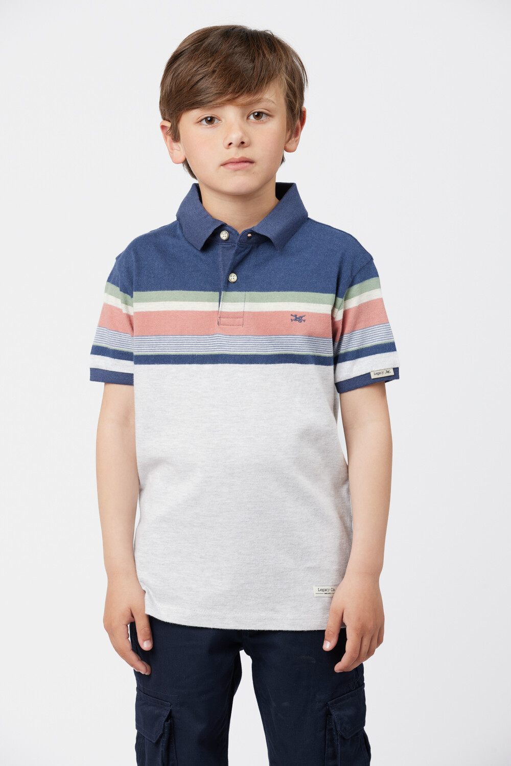 REMERA POLO RAYADA Gris