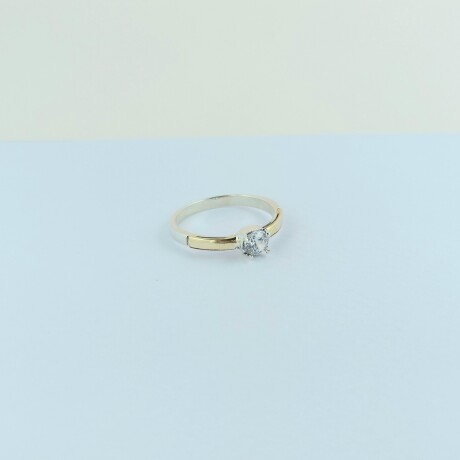 Anillo de plata 925 y double en oro 18 ktes con circonia, SOLITARIO. Anillo de plata 925 y double en oro 18 ktes con circonia, SOLITARIO.