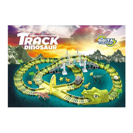 Pista Carreras Dinosaurio Jurassic Flexible Encastrable 220P Verde