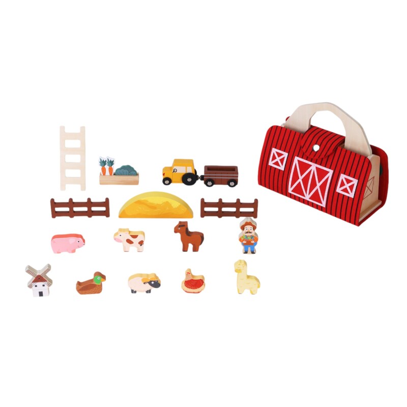 Juego Didactico de Madera de Granja con practico sistema para trasnporte Juego Didactico de Madera de Granja con practico sistema para trasnporte