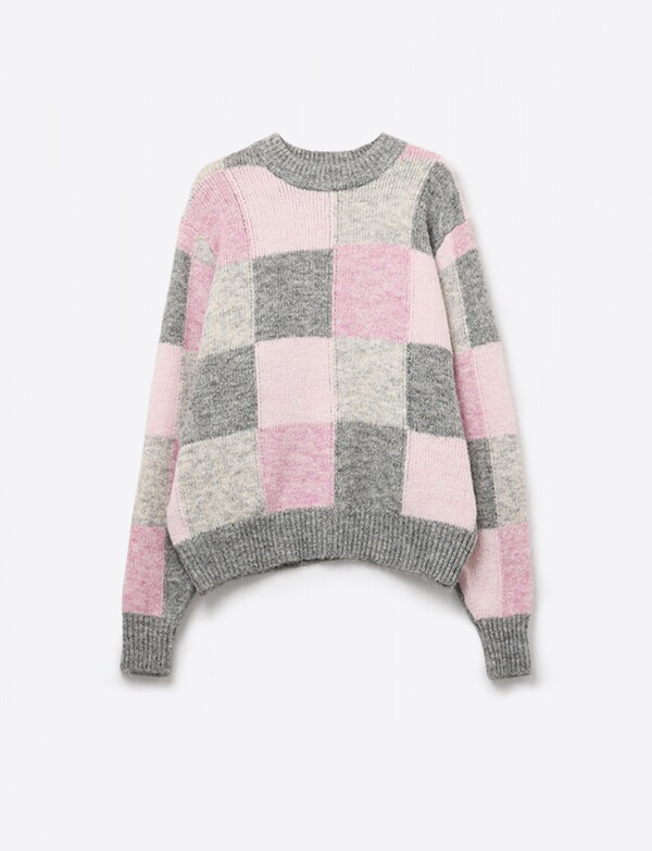 Buzo Lana Cuadros ROSA/MULTI
