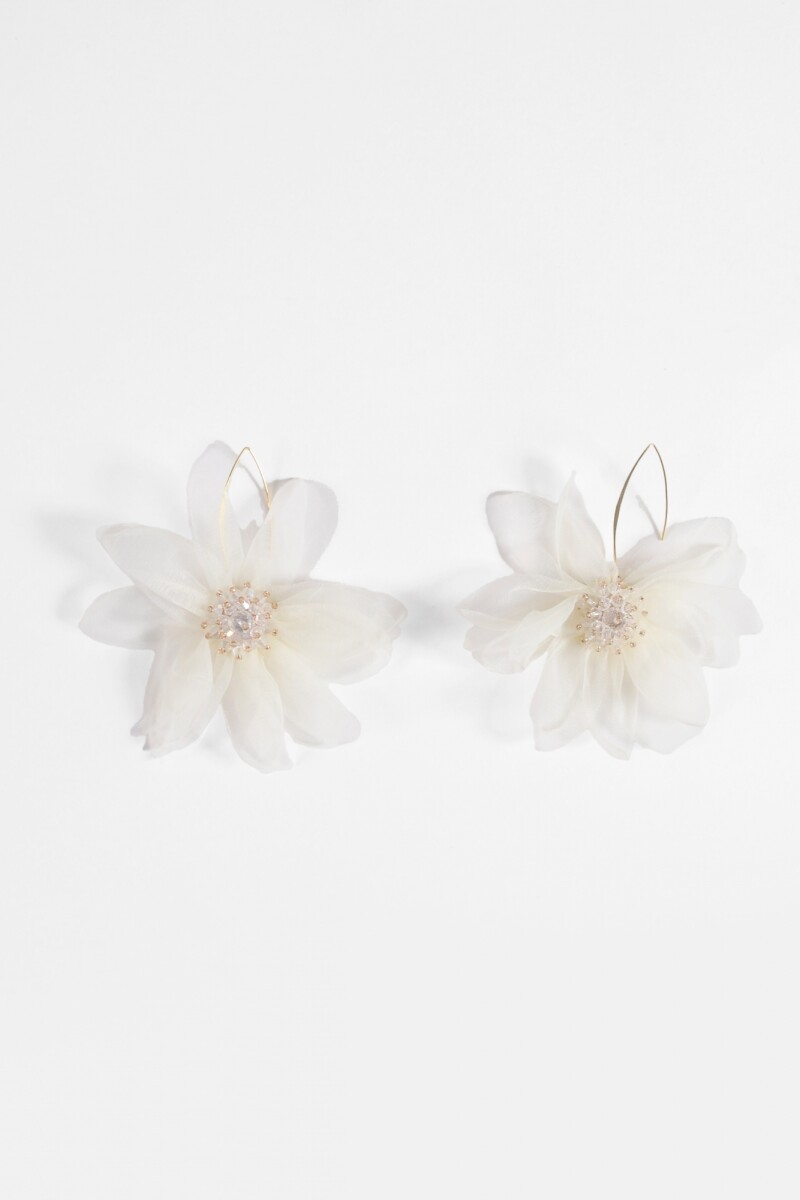 Aros flor tela blanco