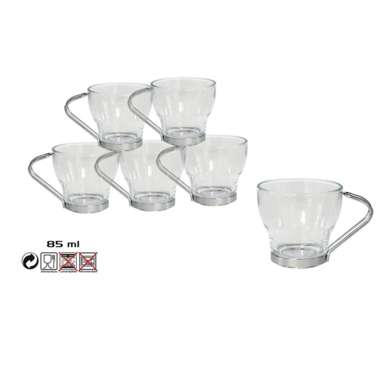 Taza Café X 6 85 Ml Cristal 