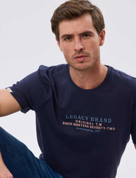 REMERA ESTAMPADA DE ALGODÓN Azul