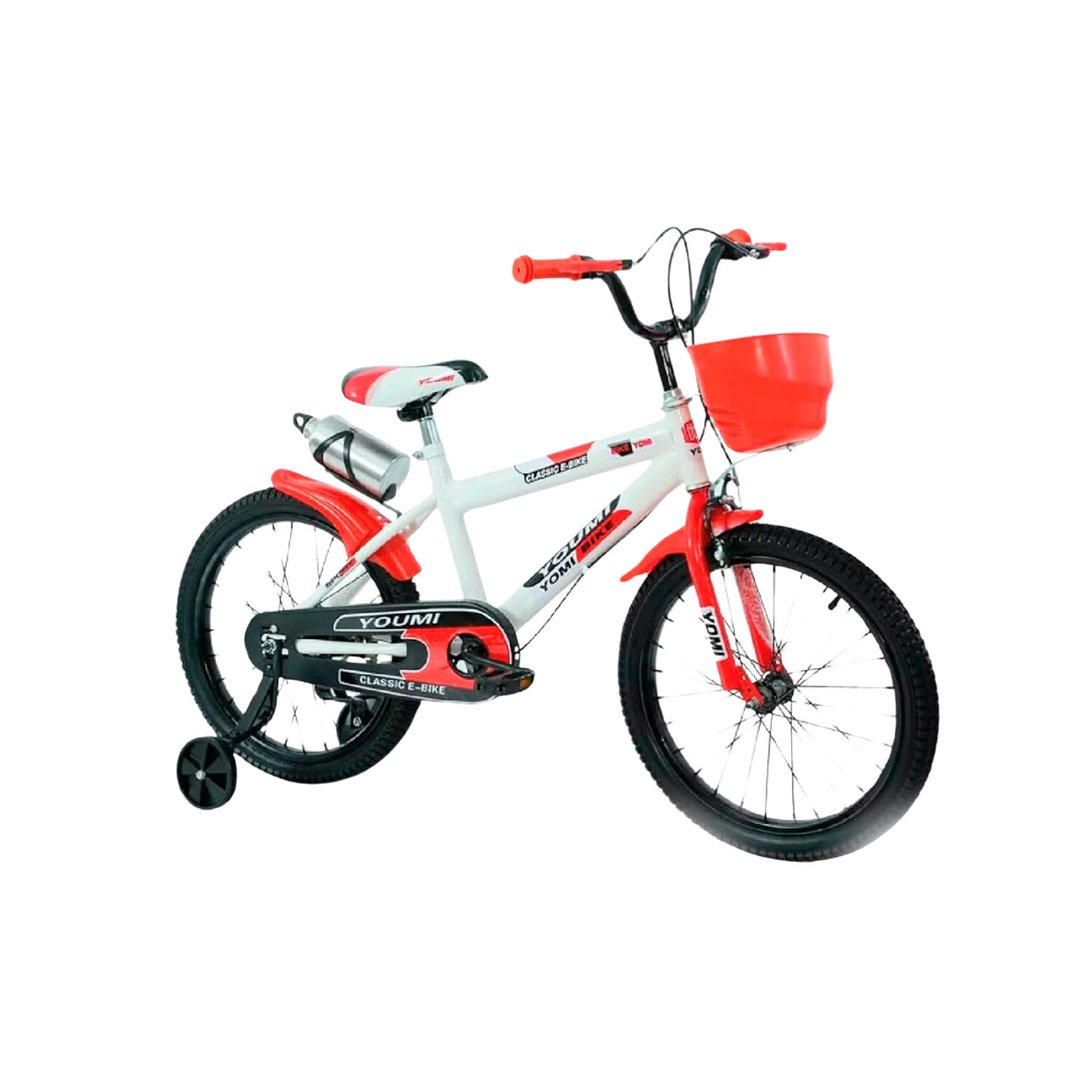 Bicicleta Urbana Infantil Rodada 16 Con Rueditas y canasto Rojo