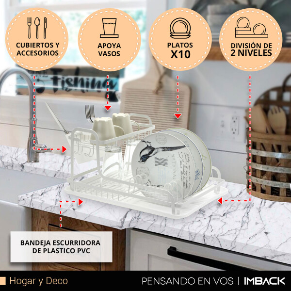 Escurridor Seca Platos Acero 2 Niveles Secador Con Bandeja Cocina Mesada Imback Color Blanco Escurridor Seca Platos Acero 2 Niveles Secador Con Bandeja Cocina Mesada Imback Color Blanco